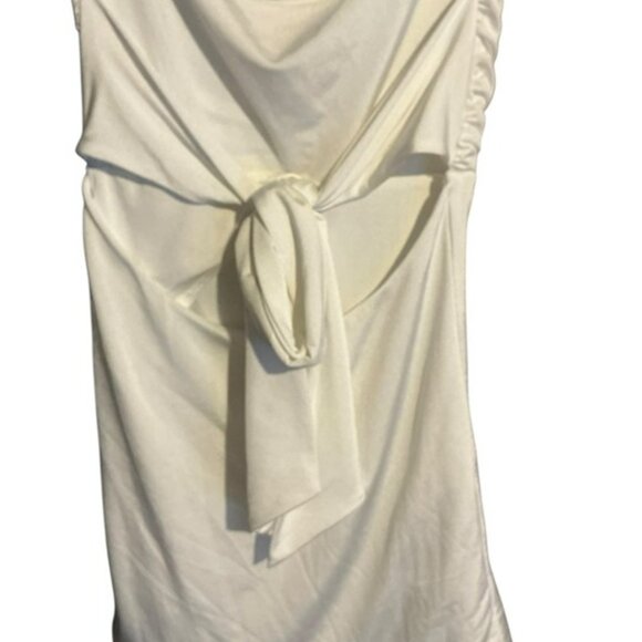 Lucy in the Sky White Dress 1" Straps Drape Top Rouched Side Split XS Open Back - Picture 4 of 6